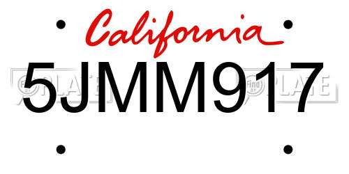 5JMM917 California License Plate