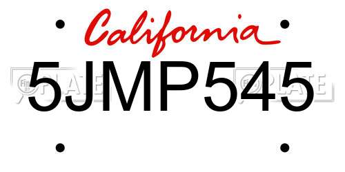 5JMP545 California License Plate