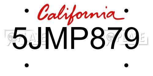5JMP879 California License Plate