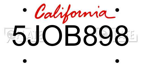 5JOB898 California License Plate