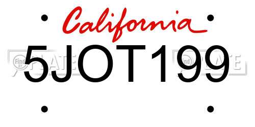 5JOT199 California License Plate
