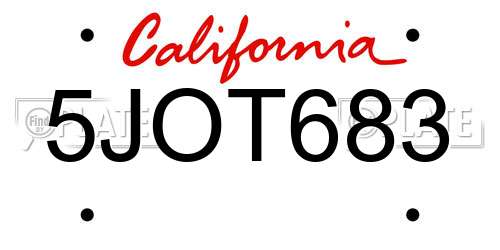5JOT683 California License Plate