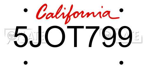 5JOT799 California License Plate