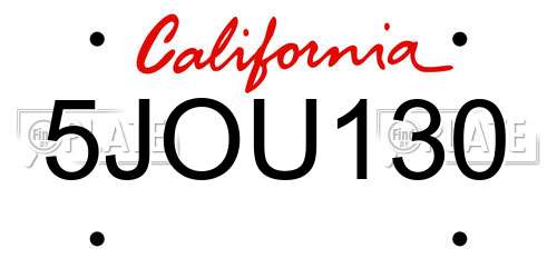 5JOU130 California License Plate