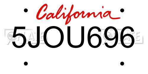 5JOU696 California License Plate
