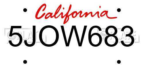 5JOW683 California License Plate