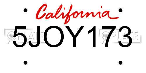 5JOY173 California License Plate