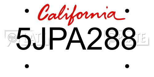 5JPA288 California License Plate