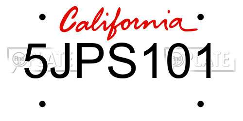 5JPS101 California License Plate