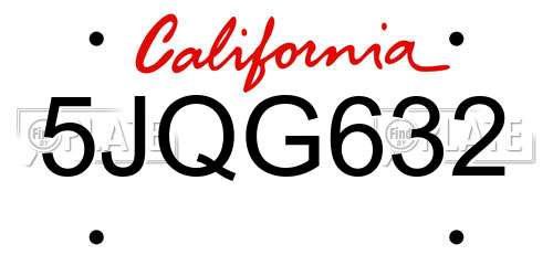 5JQG632 California License Plate