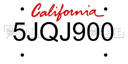 5JQJ900 California License Plate