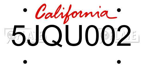 5JQU002 California License Plate