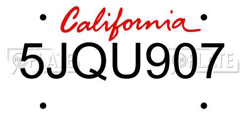 5JQU907 California License Plate