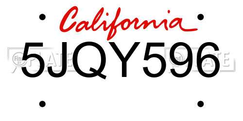 5JQY596 California License Plate