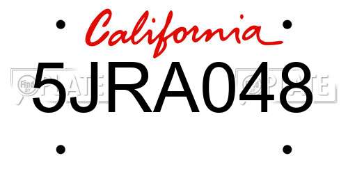 5JRA048 California License Plate