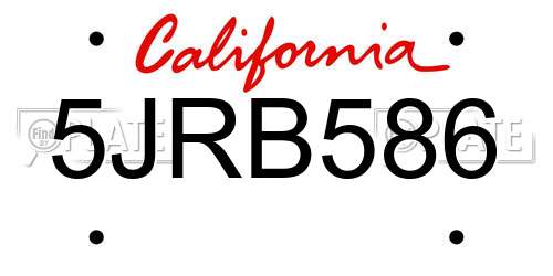 5JRB586 California License Plate
