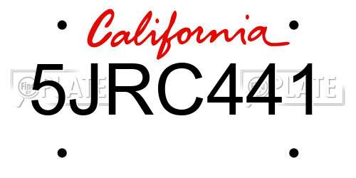 5JRC441 California License Plate