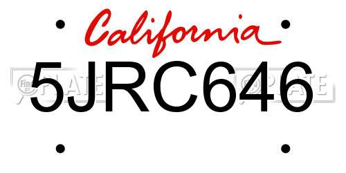 5JRC646 California License Plate