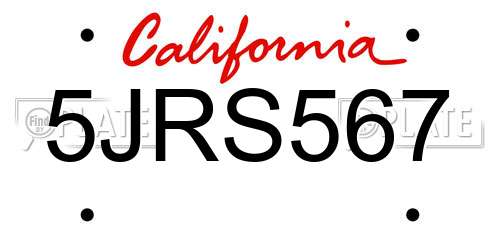 5JRS567 California License Plate