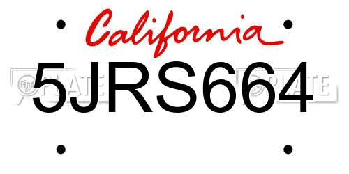 5JRS664 California License Plate