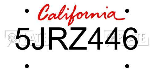 5JRZ446 California License Plate
