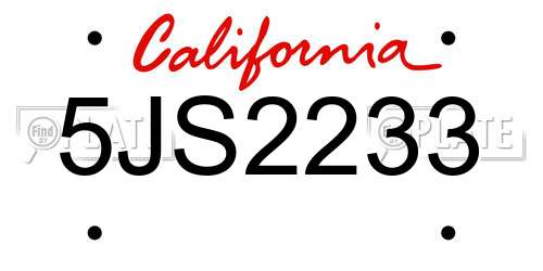 5JS2233 California License Plate