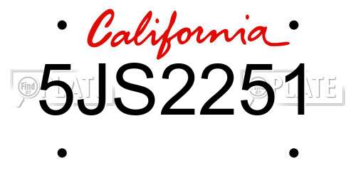 5JS2251 California License Plate