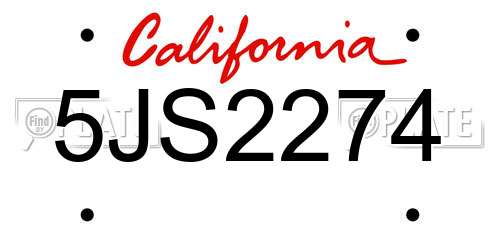 5JS2274 California License Plate