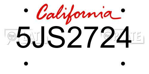 5JS2724 California License Plate