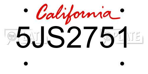 5JS2751 California License Plate