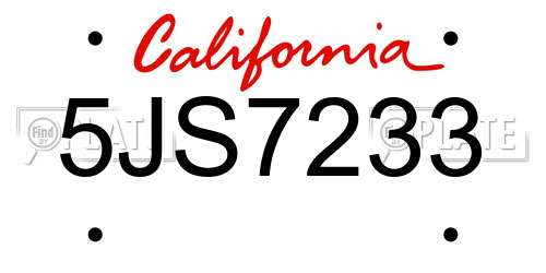 5JS7233 California License Plate