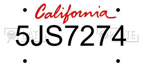 5JS7274 California License Plate