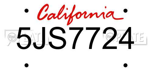 5JS7724 California License Plate