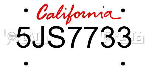 5JS7733 California License Plate