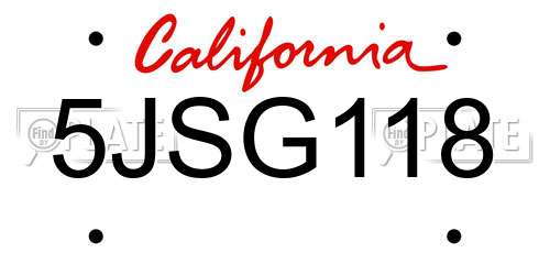 5JSG118 California License Plate
