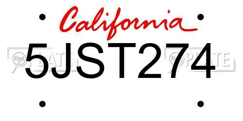 5JST274 California License Plate