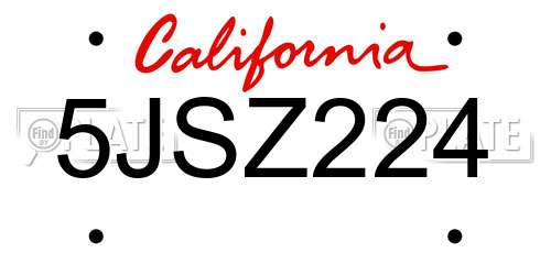 5JSZ224 California License Plate