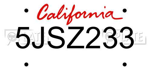 5JSZ233 California License Plate