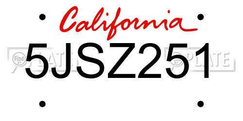 5JSZ251 California License Plate