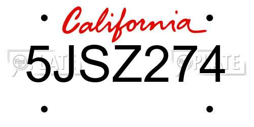 5JSZ274 California License Plate