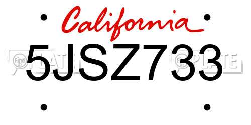 5JSZ733 California License Plate