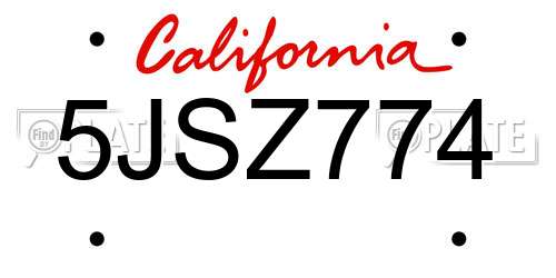 5JSZ774 California License Plate