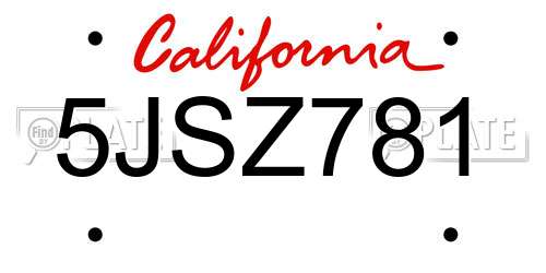 5JSZ781 California License Plate