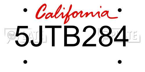 5JTB284 California License Plate
