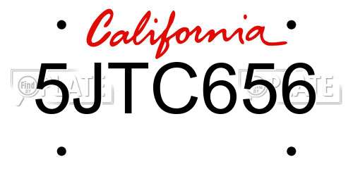 5JTC656 California License Plate
