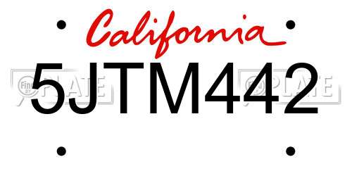 5JTM442 California License Plate