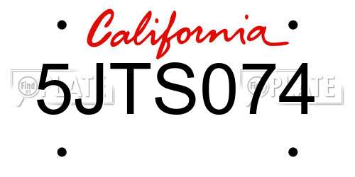 5JTS074 California License Plate