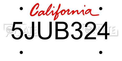 5JUB324 California License Plate