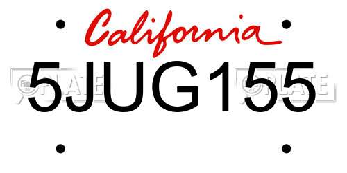 5JUG155 California License Plate