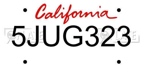 5JUG323 California License Plate